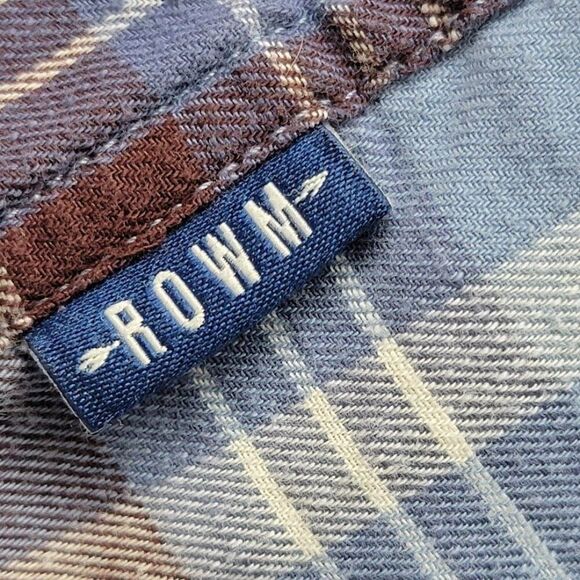 ROWM Blue Plaid Short Sleeve Button-Down Shirt XXL 100% Cotton Madagascar - Picture 5 of 10